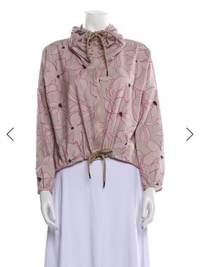 925fit Pink Beige Floral Drawstring Zip jacket size Xs/s